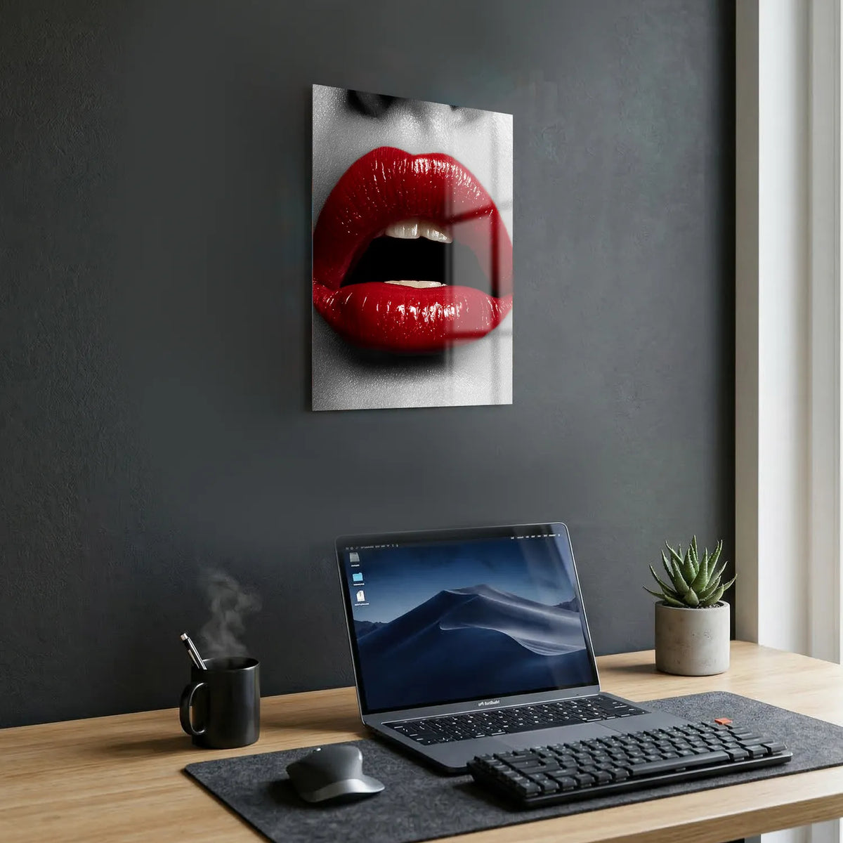 Tableau Red Kiss Contraste | en Métal Format A3