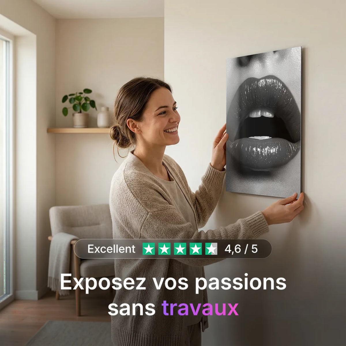 Tableau Black Kiss | en Métal Format A3