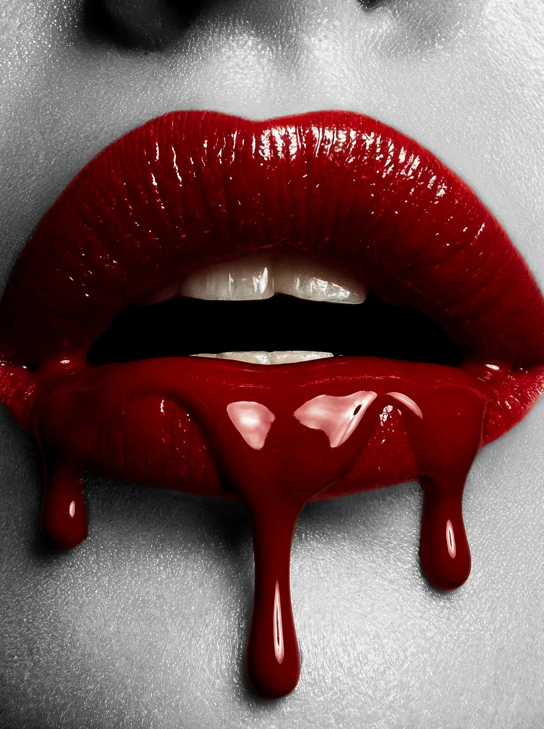 Tableau Lèvres sang rouge | en Métal Format A3