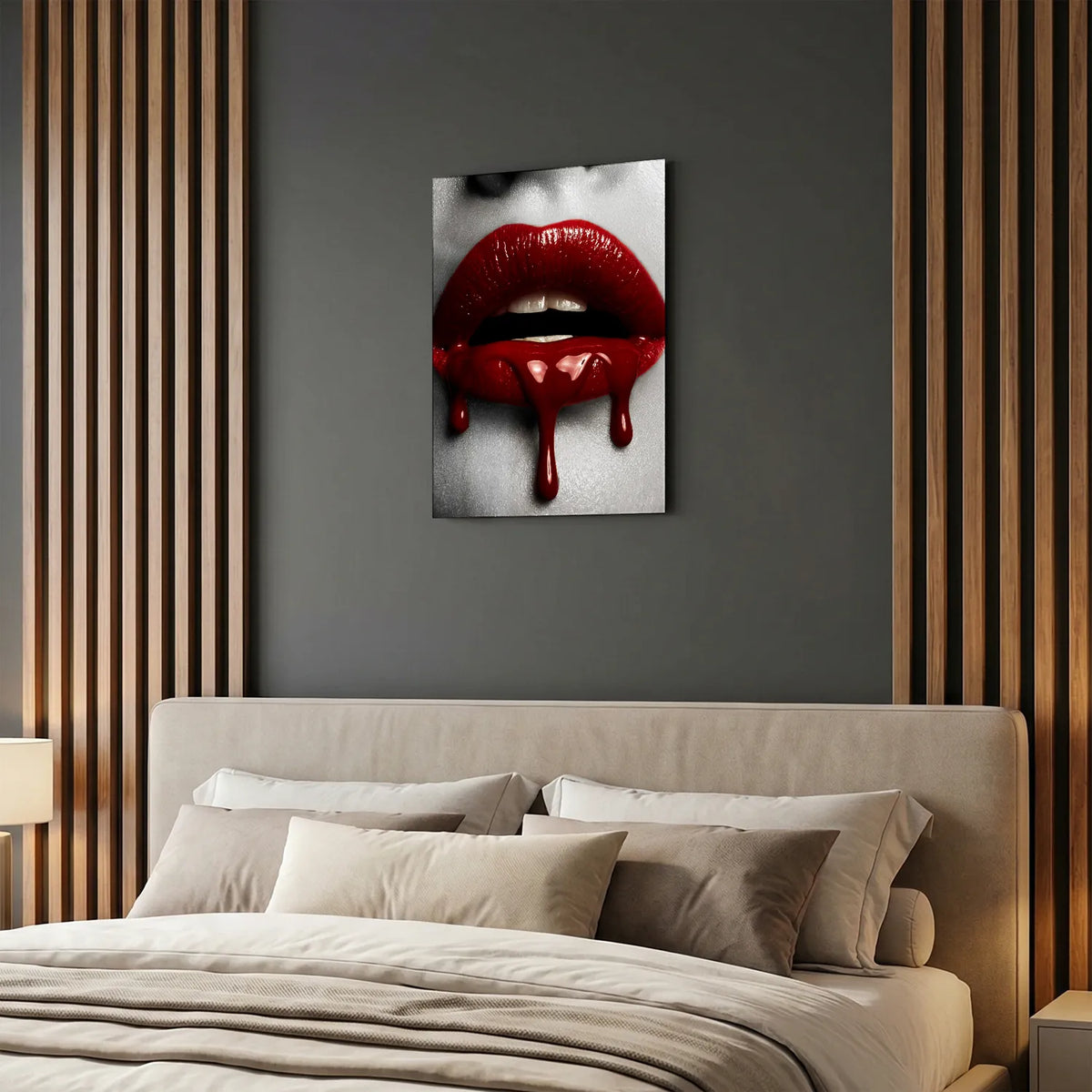 Tableau Lèvres sang rouge | en Métal Format A3