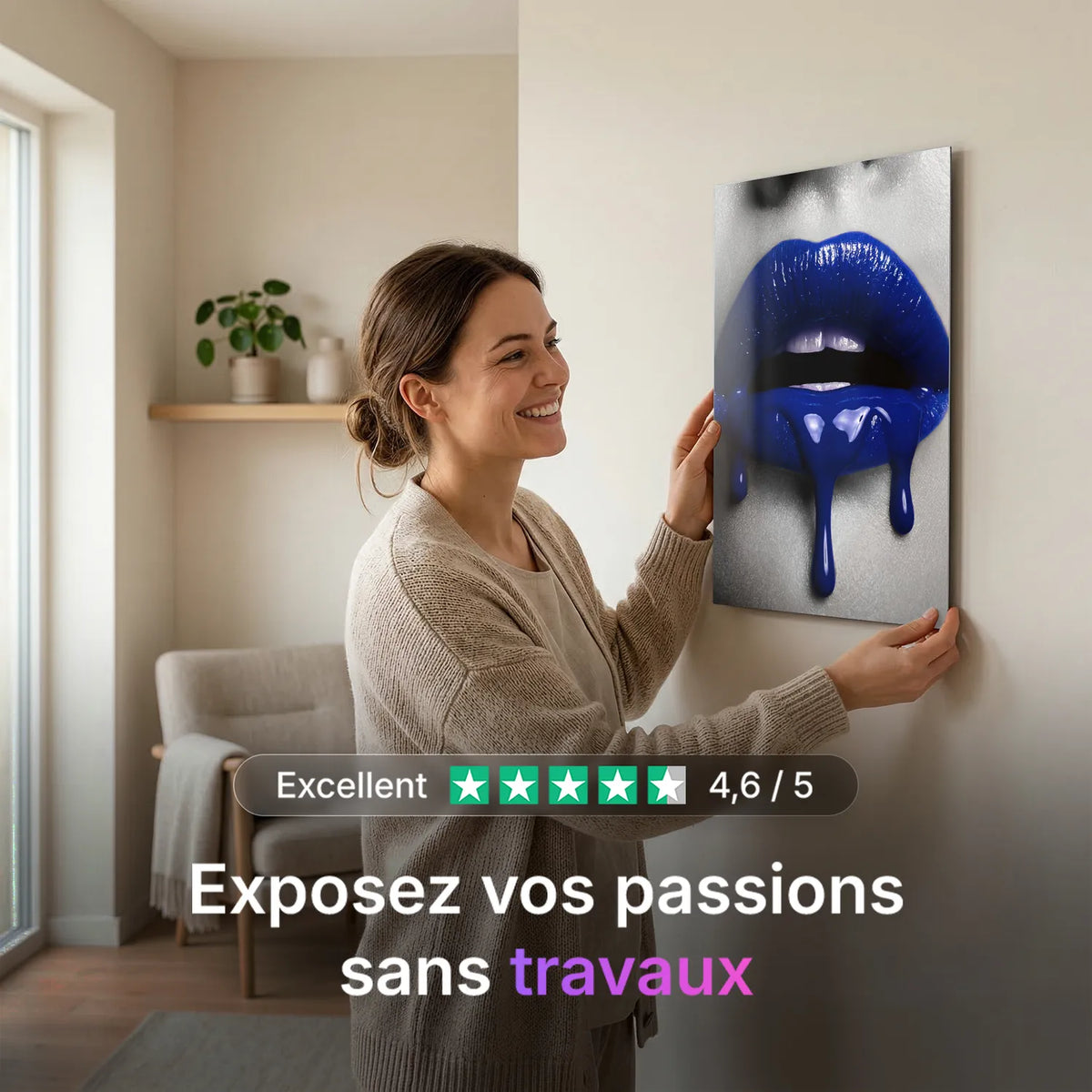 Tableau Lèvres sang bleu | en Métal Format A3