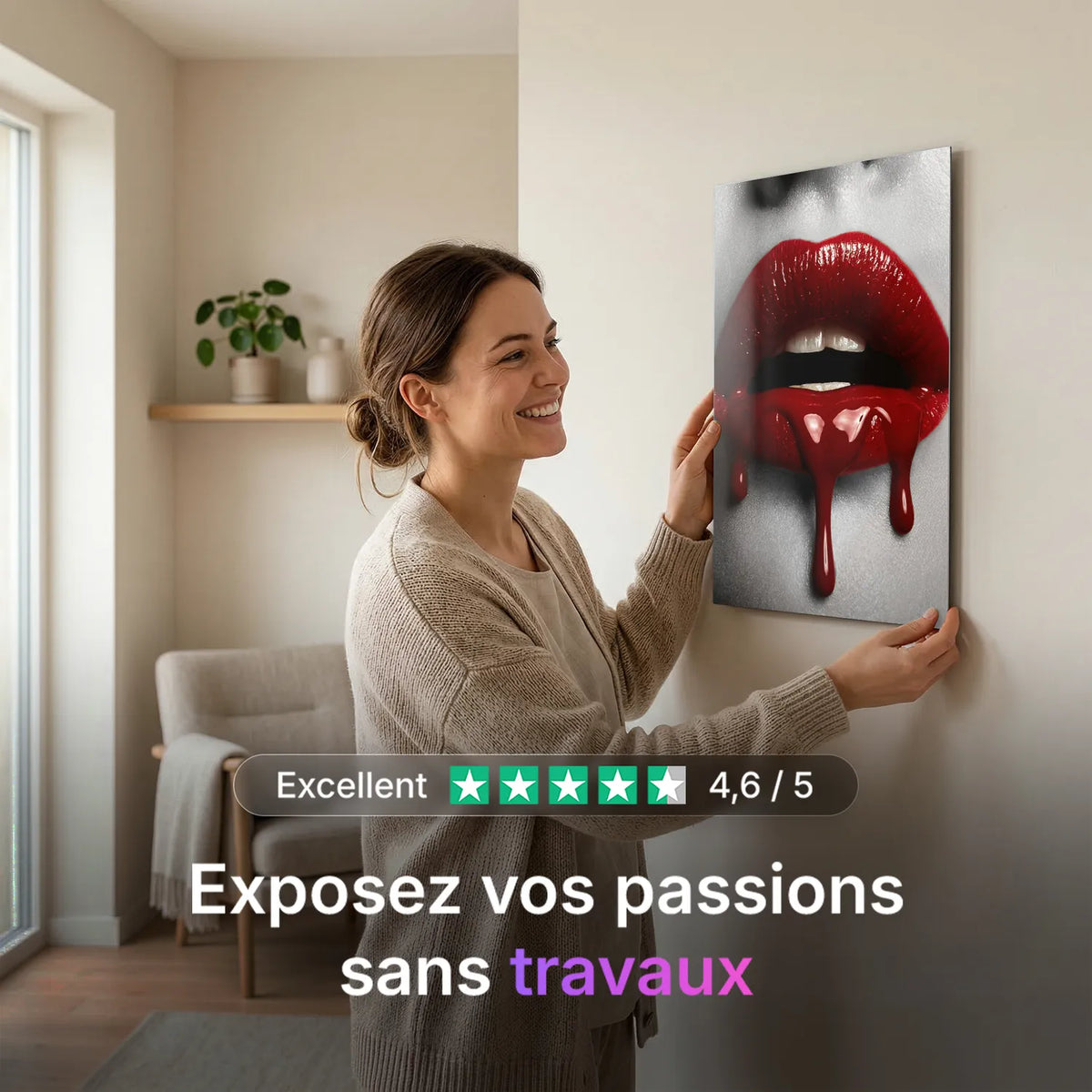 Tableau Lèvres sang rouge | en Métal Format A3