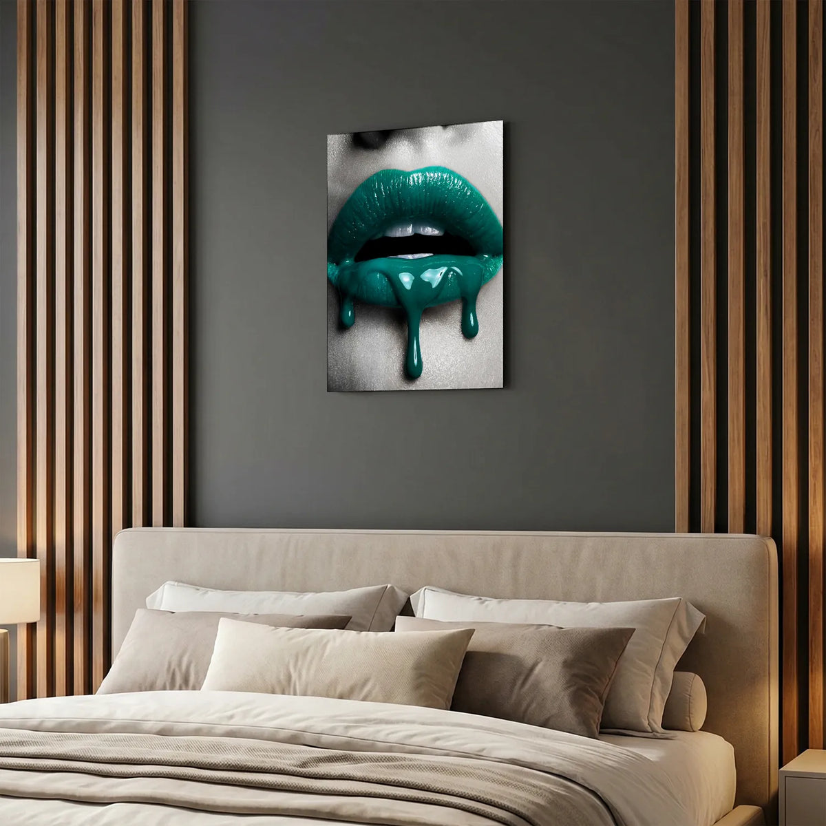 Tableau Lèvres sang turquoise | en Métal Format A3