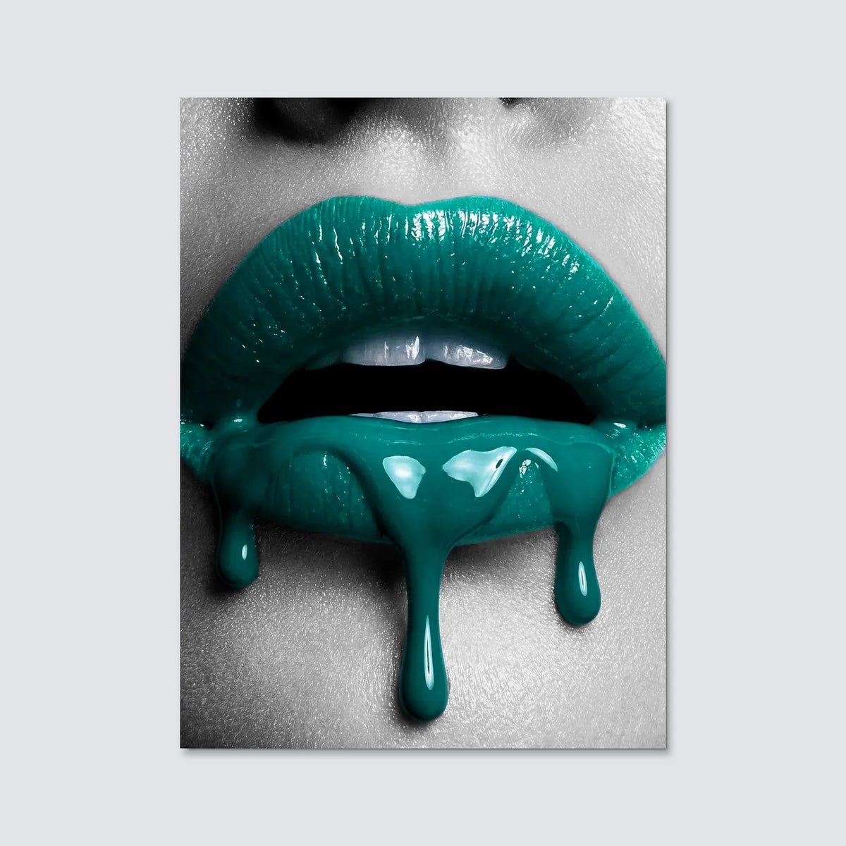 Tableau Lèvres sang turquoise | en Métal Format A3