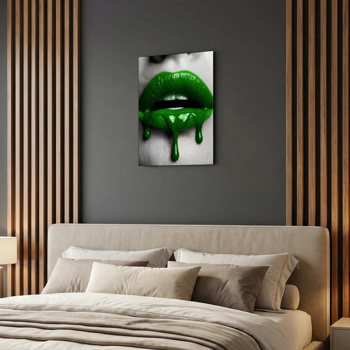 Tableau Lèvres sang vert | en Métal Format A3