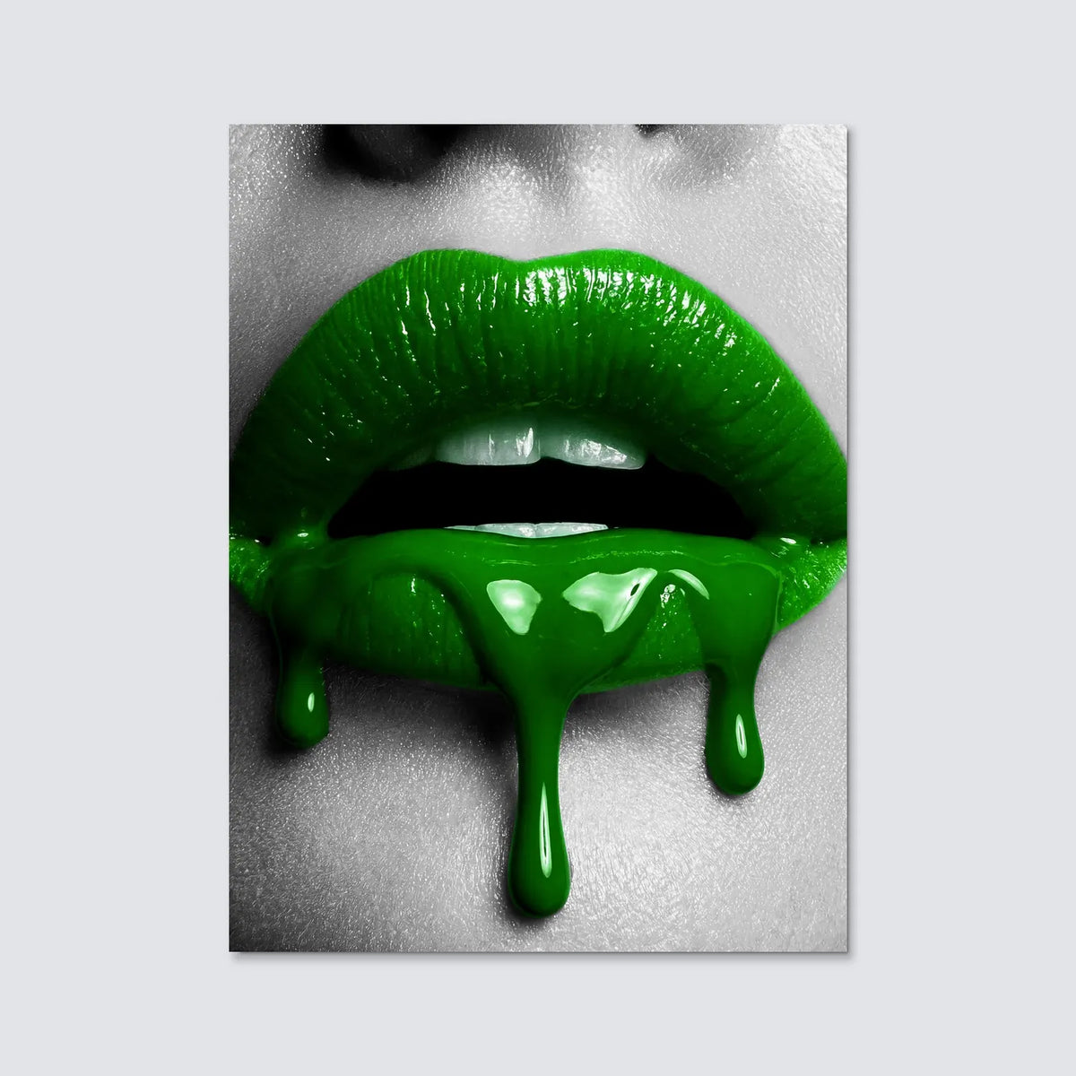Tableau Lèvres sang vert | en Métal Format A3
