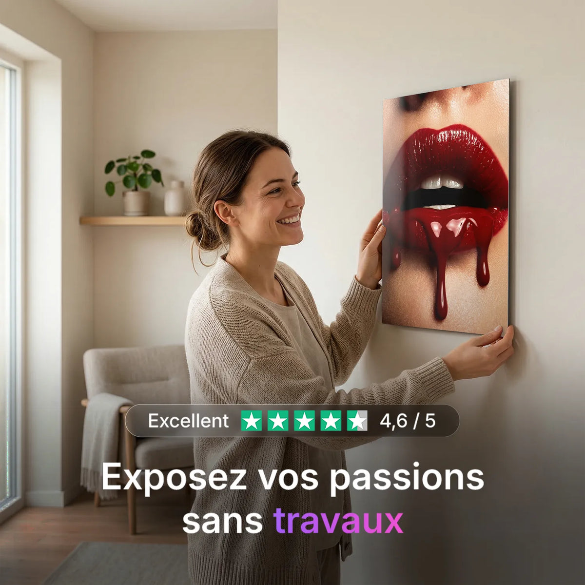 Tableau Lèvres sang | en Métal Format A3