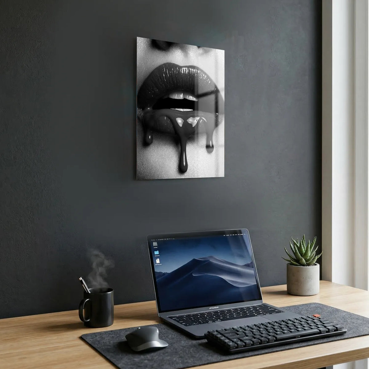 Tableau Lèvres sang noir | en Métal Format A3