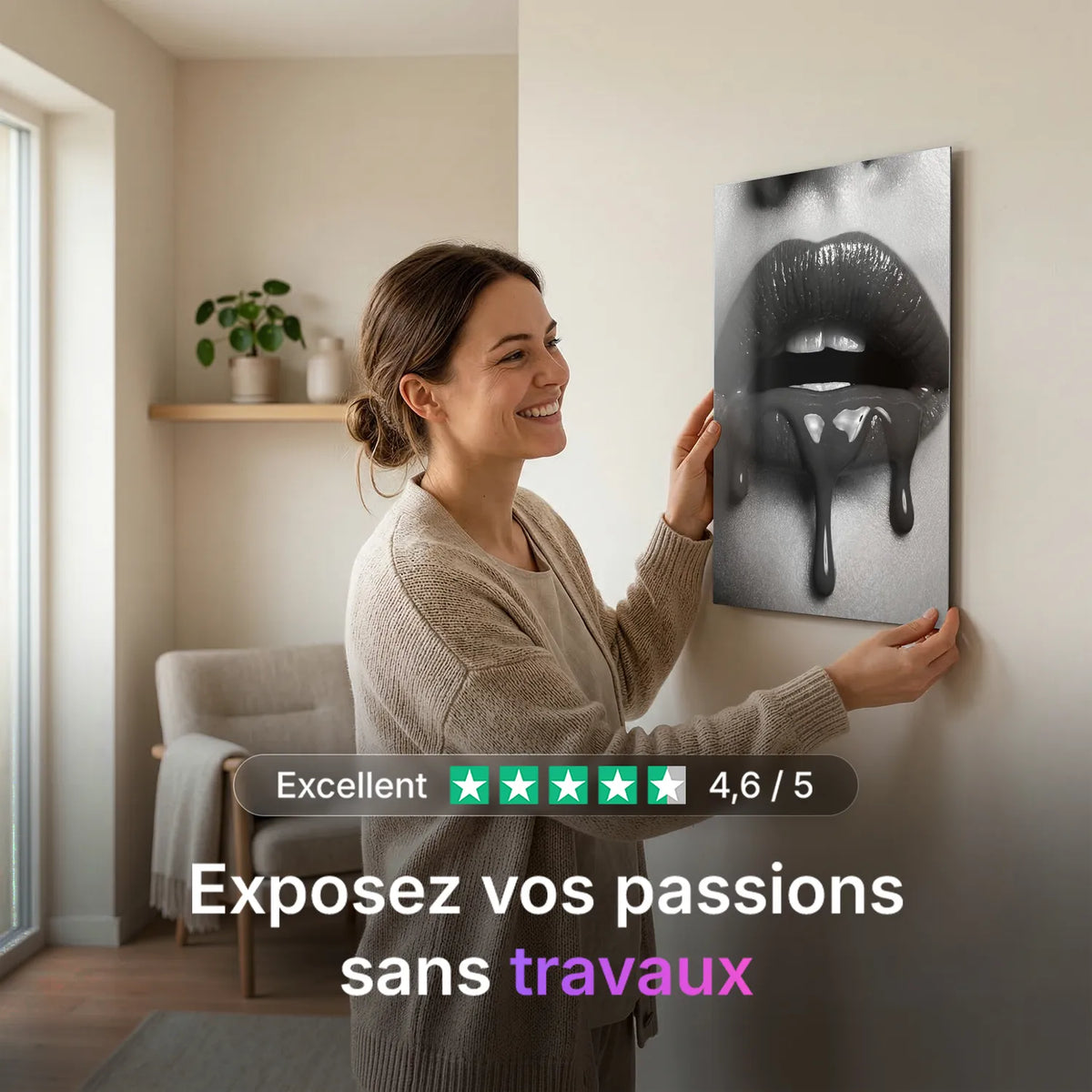 Tableau Lèvres sang noir | en Métal Format A3