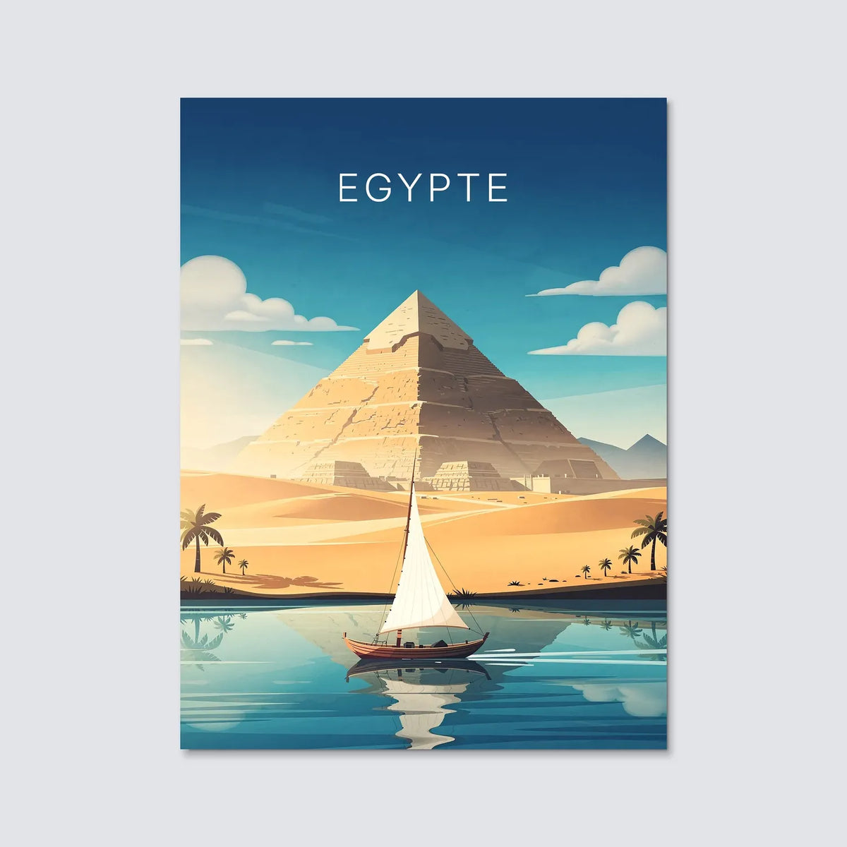 Tableau Pyramide de Khéops d'Égypte - Illustration | en Métal Format A3