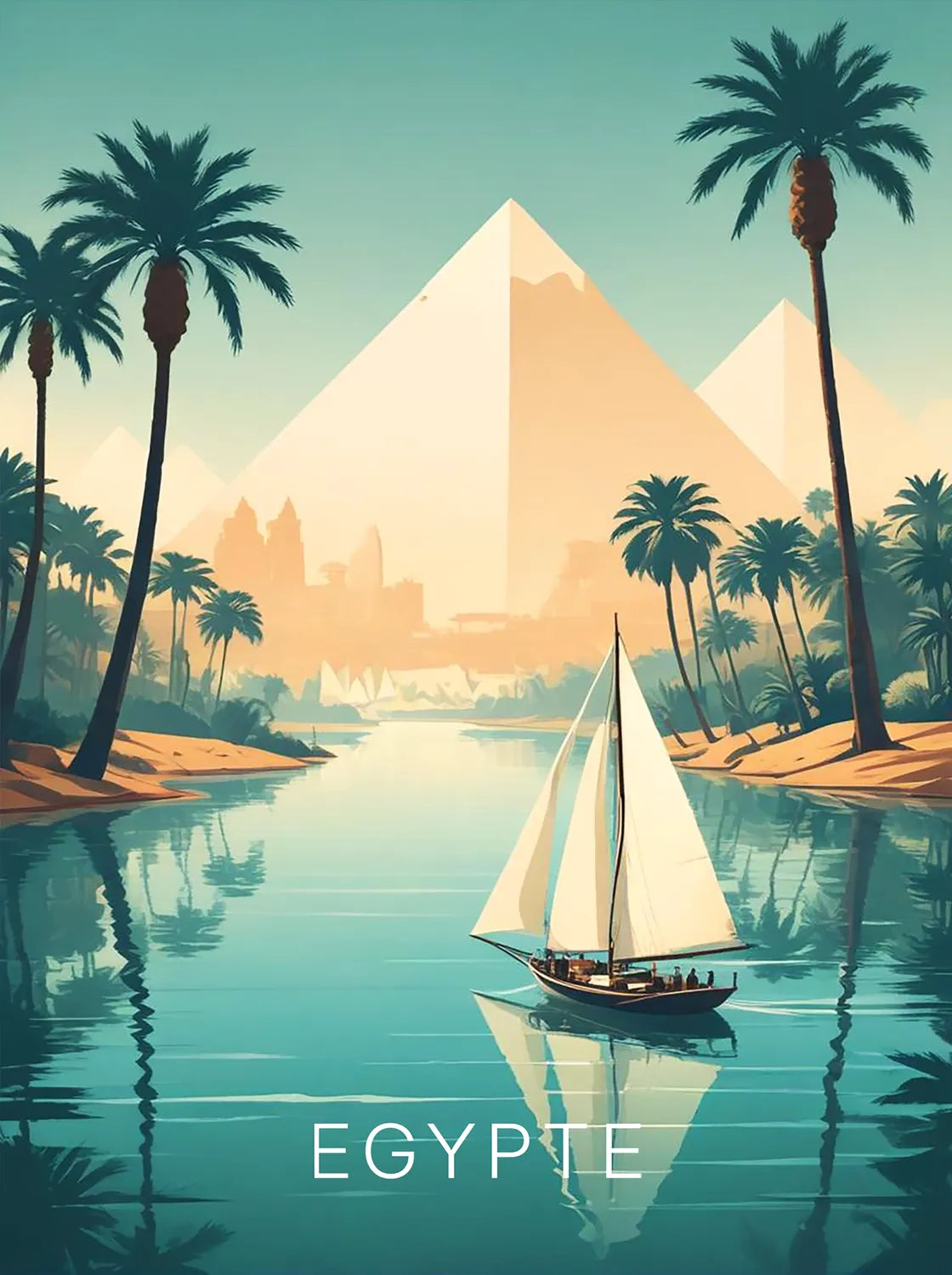 Tableau Voyage en Égypte - Illustration | en Métal Format A3