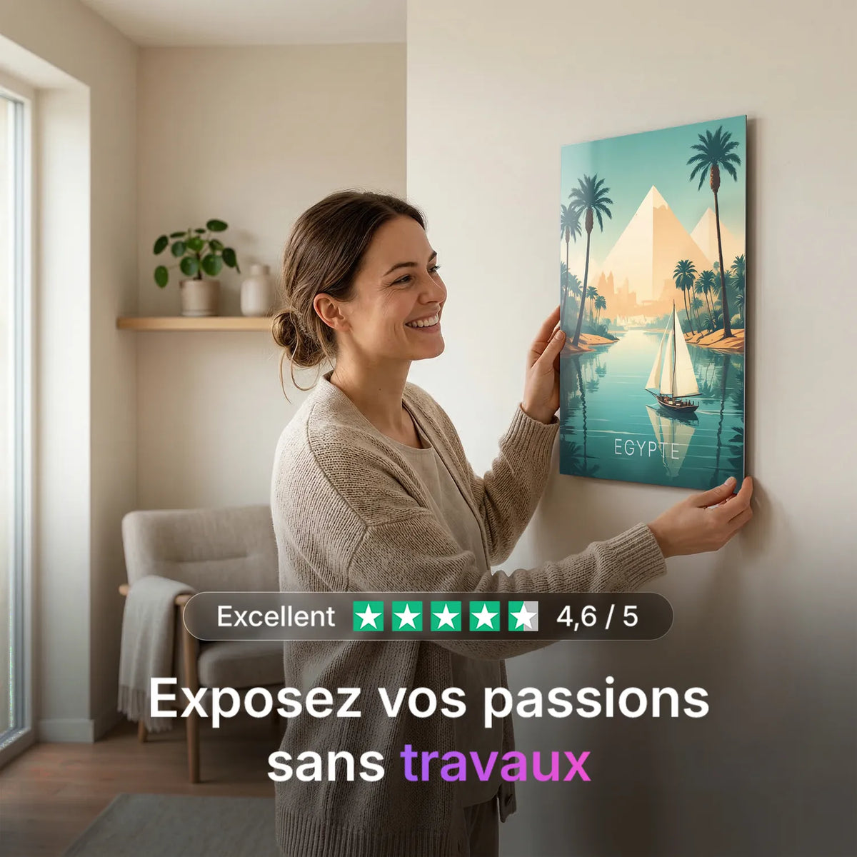 Tableau Voyage en Égypte - Illustration | en Métal Format A3