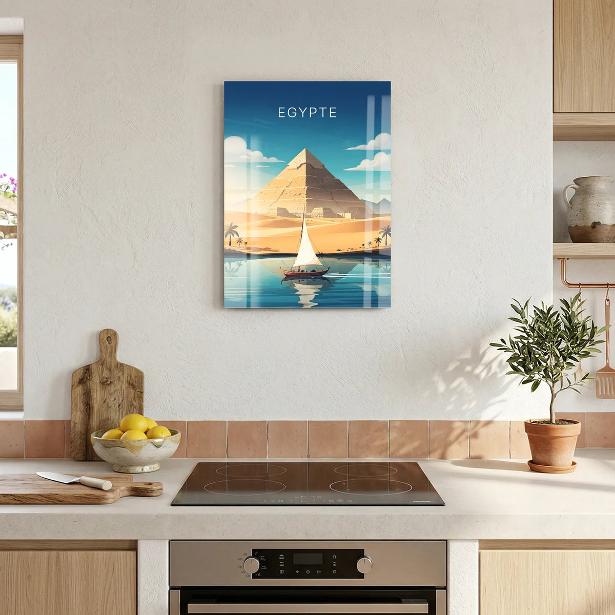 Tableau Pyramide de Khéops d'Égypte - Illustration | en Métal Format A3