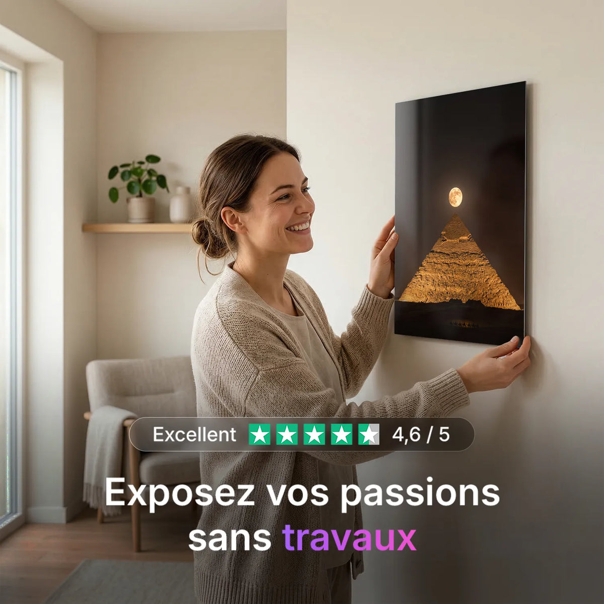 Tableau Pyramide de Khéops d'Égypte | en Métal Format A3