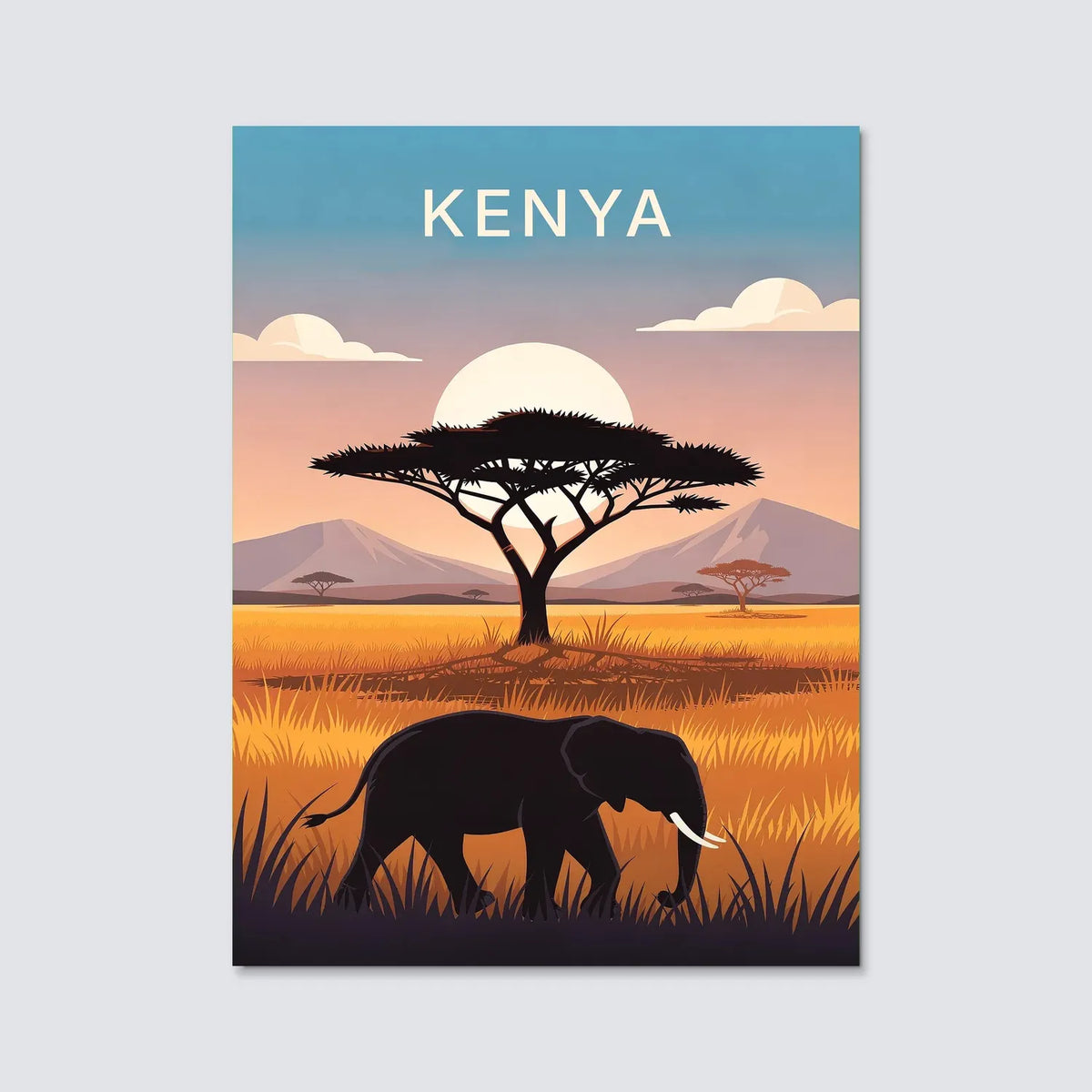 Tableau Safari au Kenya - Illustration | en Métal Format A3