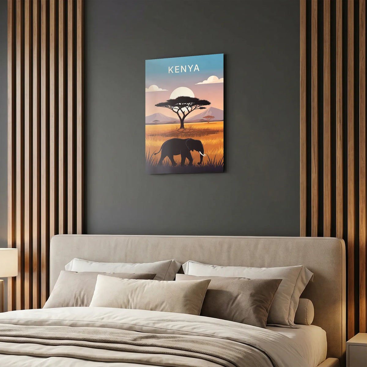 Tableau Safari au Kenya - Illustration | en Métal Format A3