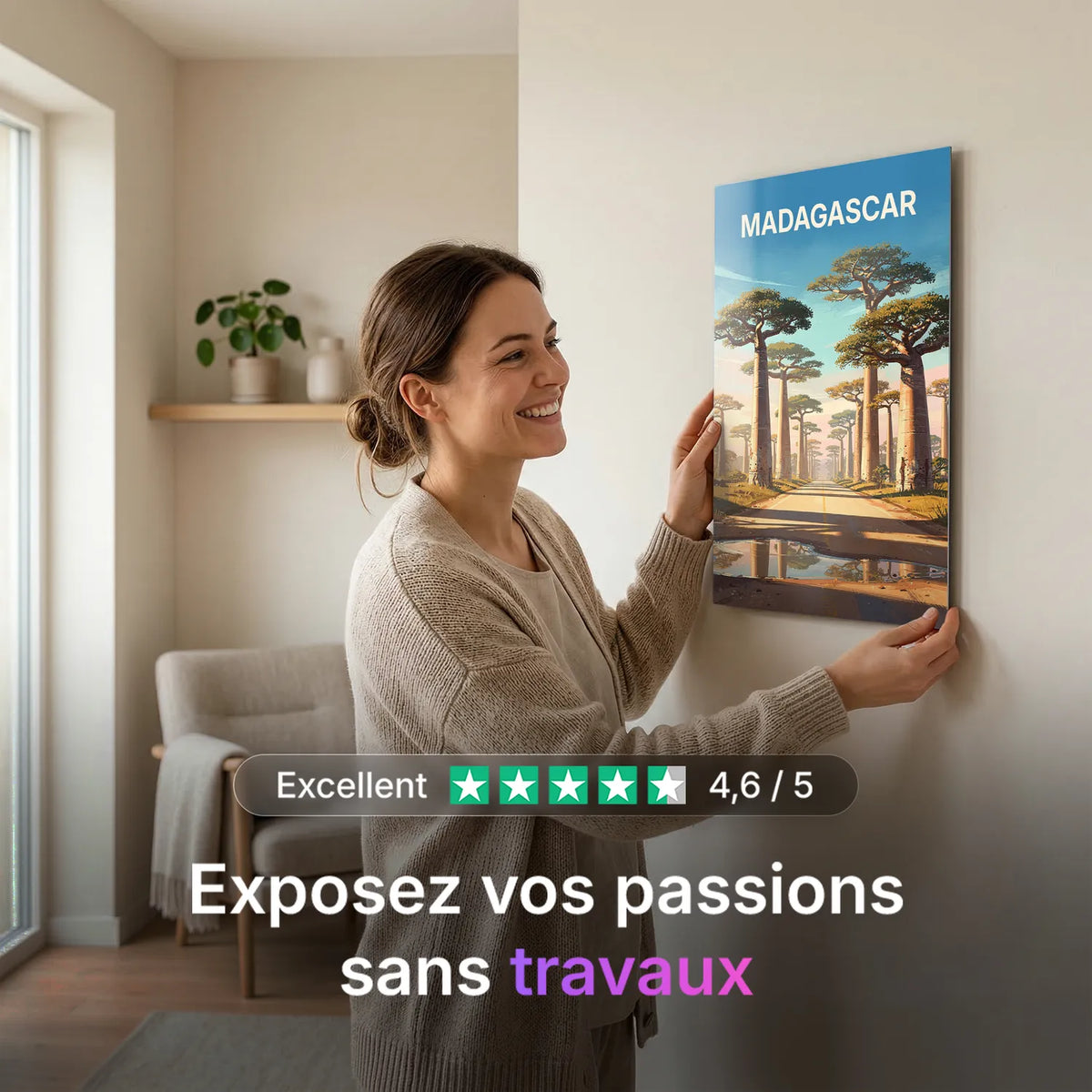 Tableau Madagascar - Illustration | en Métal Format A3