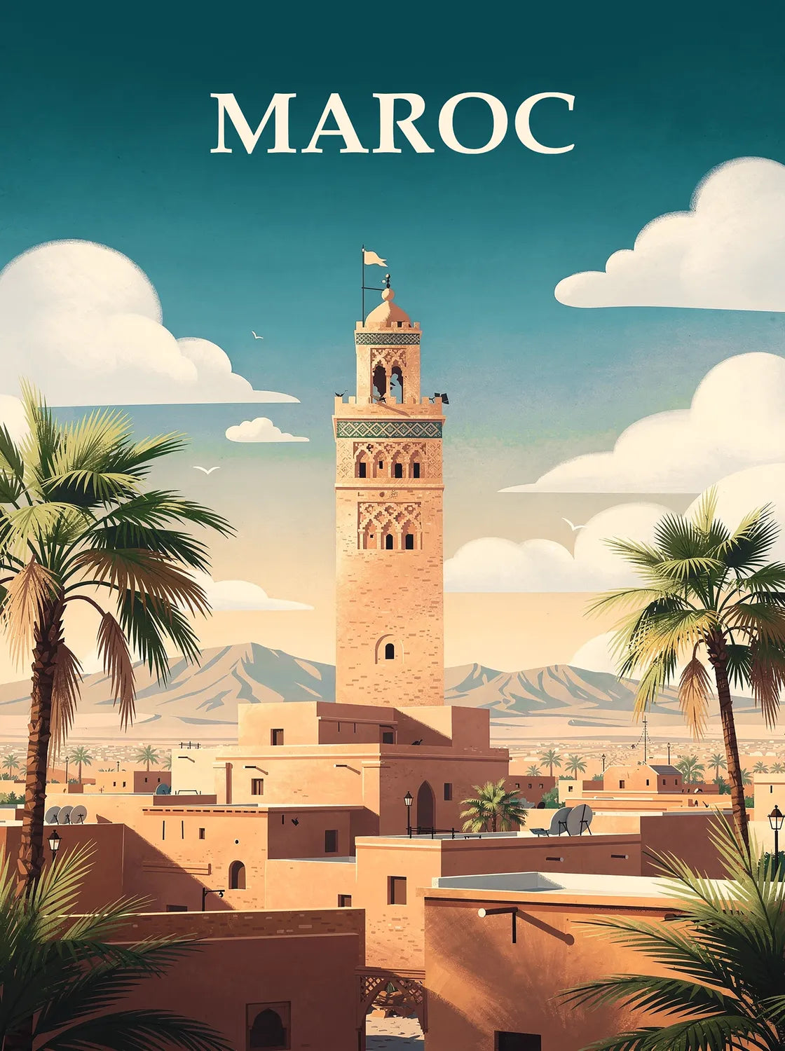 Tableau Maroc - Illustration | en Métal Format A3