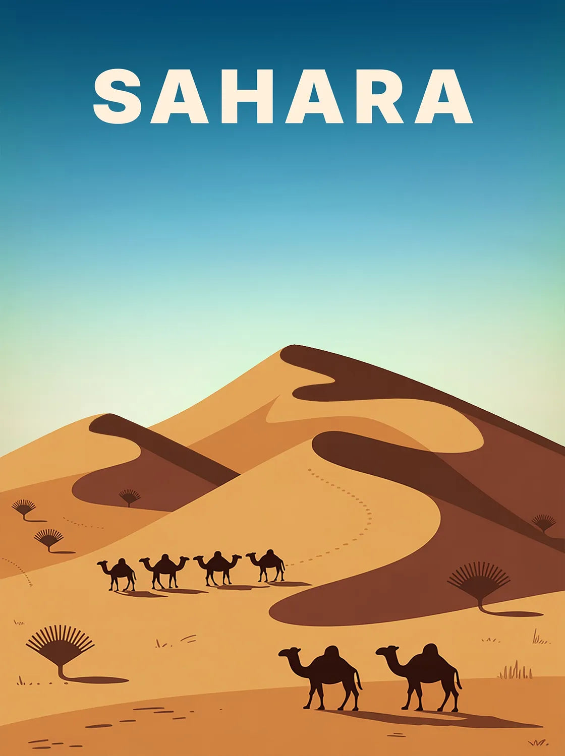 Tableau Le Sahara - Illustration | en Métal Format A3