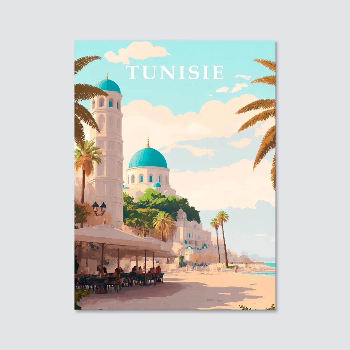 Tableau Vacances en Tunisie - Illustration | en Métal Format A3