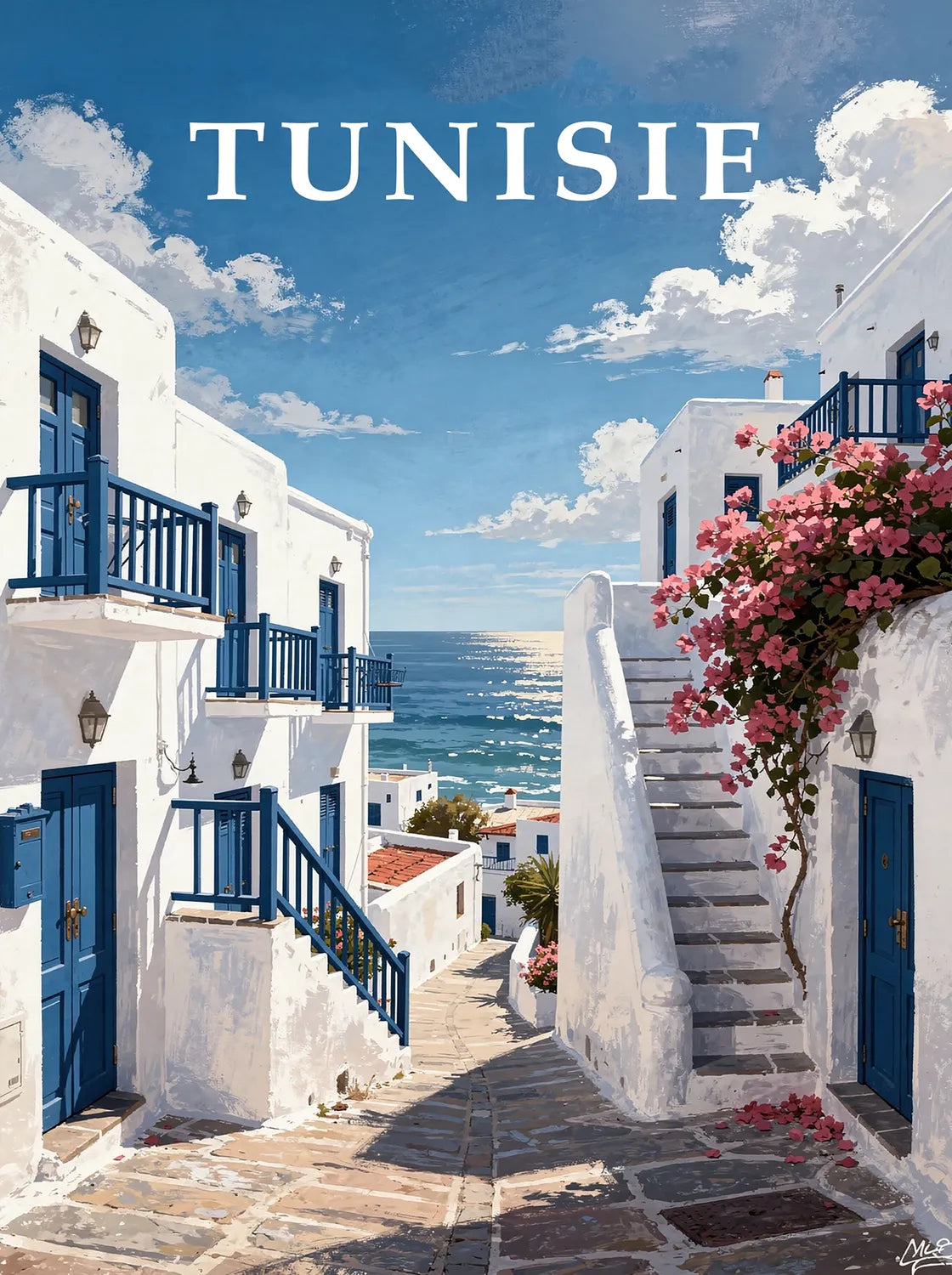 Tableau Tunisie - Illustration | en Métal Format A3