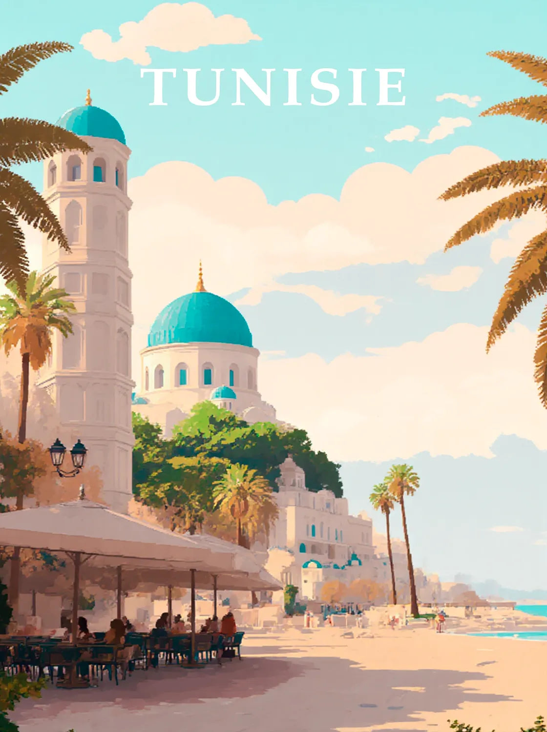 Tableau Vacances en Tunisie - Illustration | en Métal Format A3