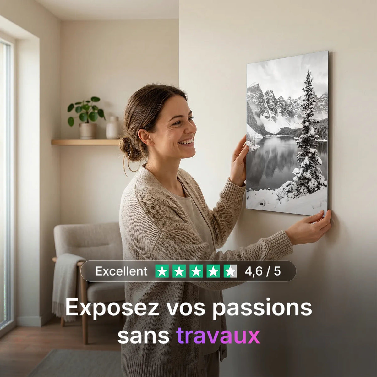 Tableau Alaska N&B | en Métal Format A3