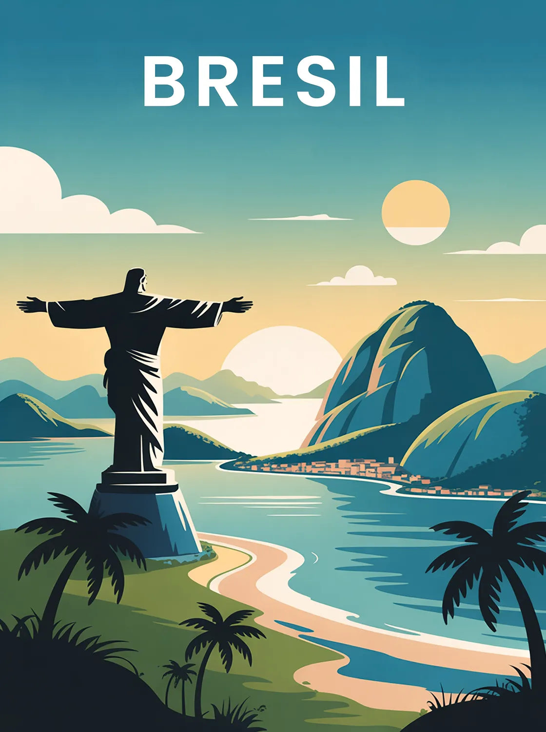 Tableau Christ Rédempteur Brésil - Illustration | en Métal Format A3