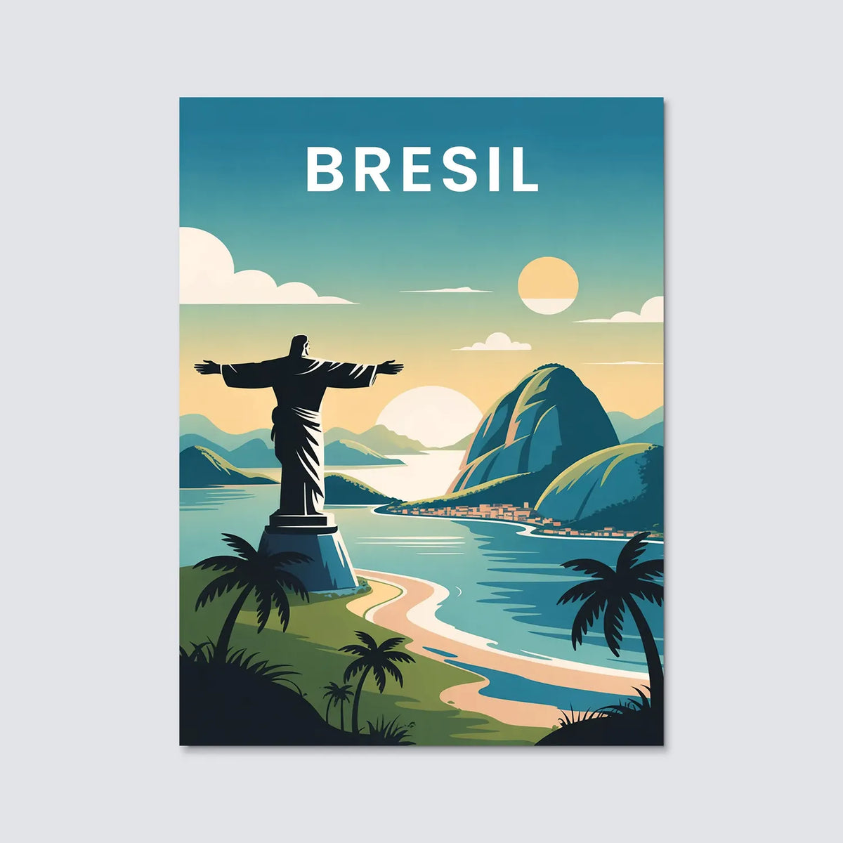 Tableau Christ Rédempteur Brésil - Illustration | en Métal Format A3