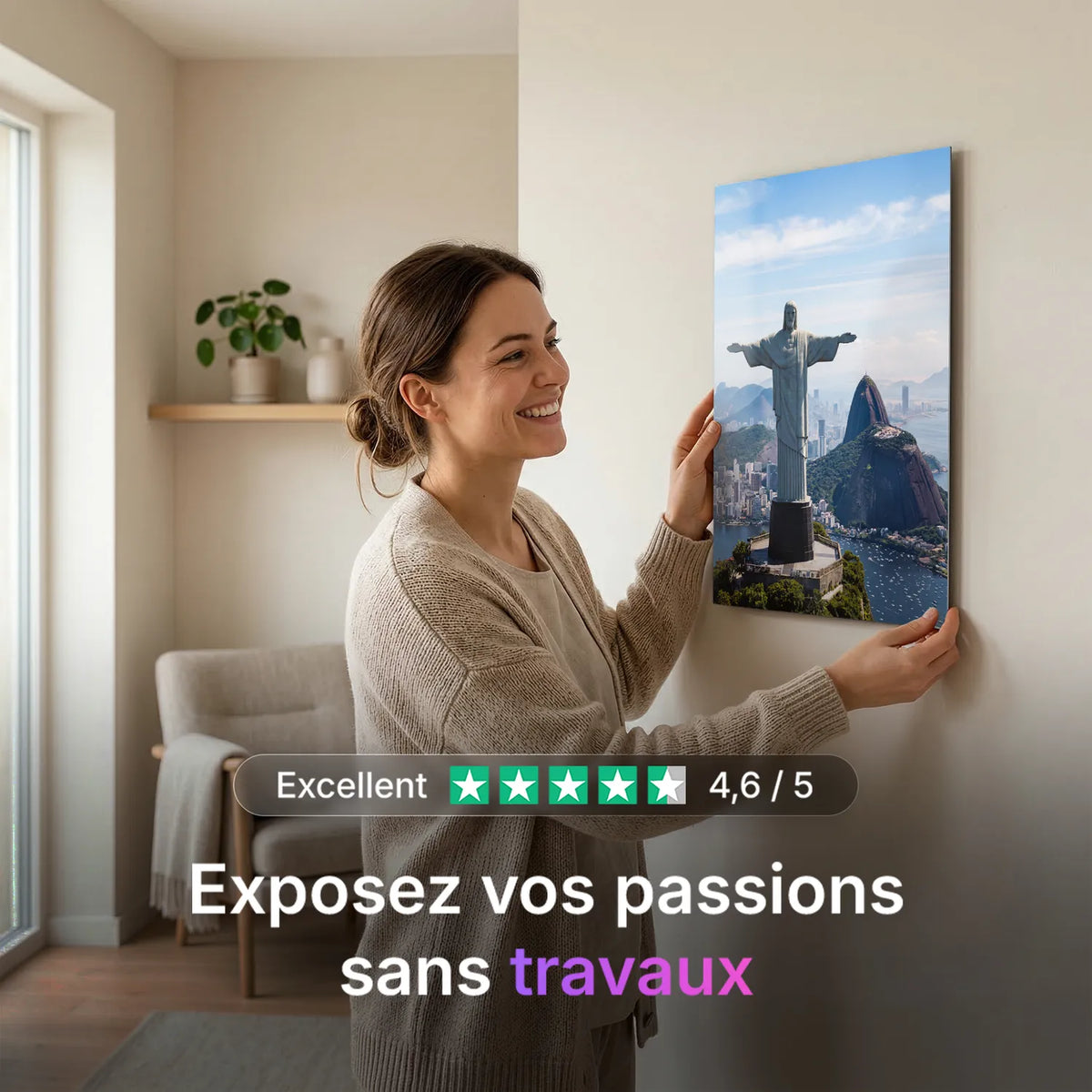 Tableau Christ Rédempteur Brésil | en Métal Format A3