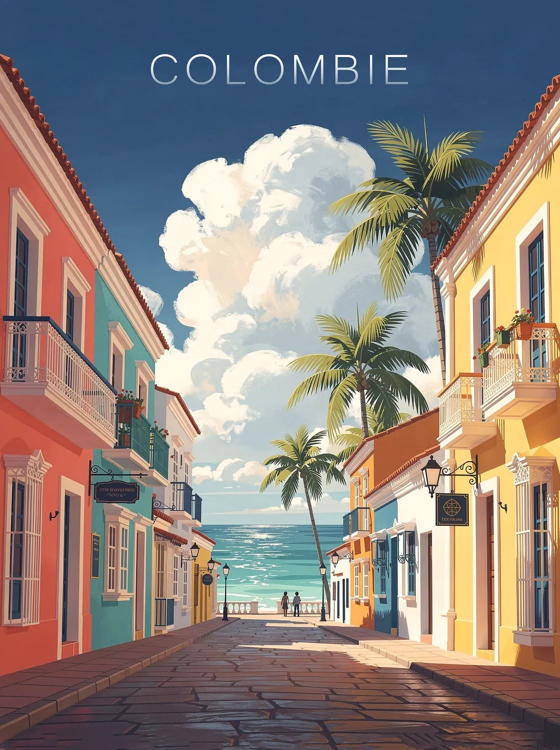Tableau Colombie - Illustration | en Métal Format A3