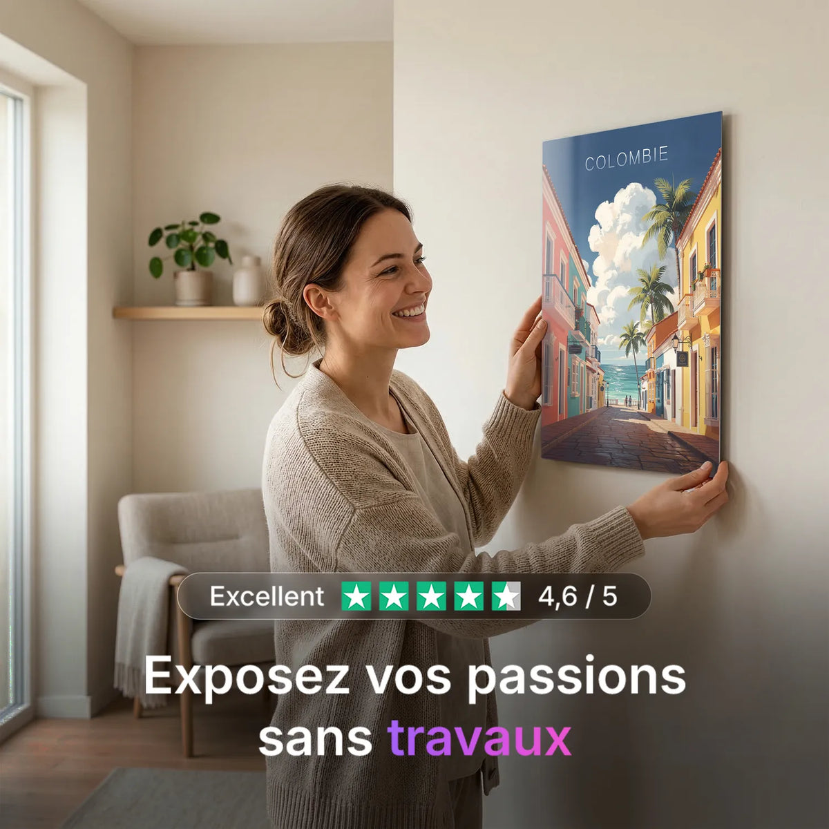 Tableau Colombie - Illustration | en Métal Format A3