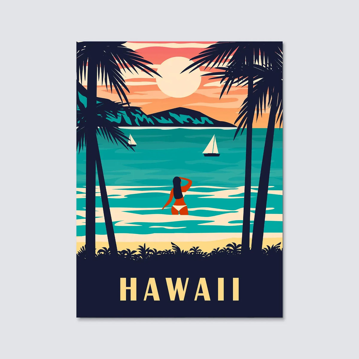 Tableau Hawaï - Illustration | en Métal Format A3