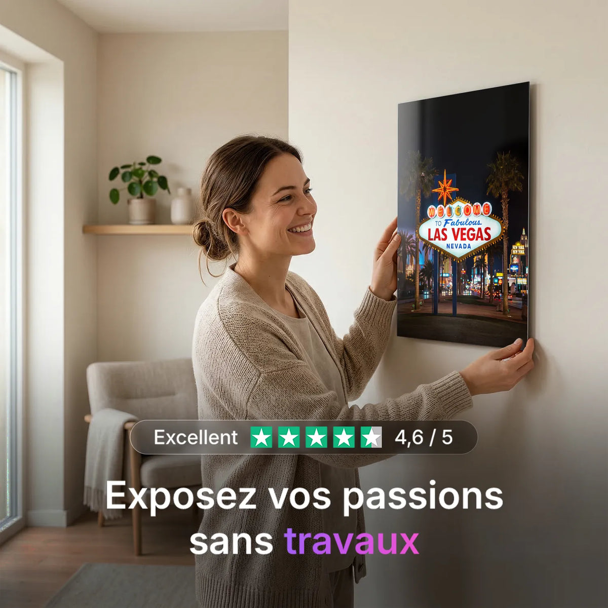 Tableau Las Vegas | en Métal Format A3