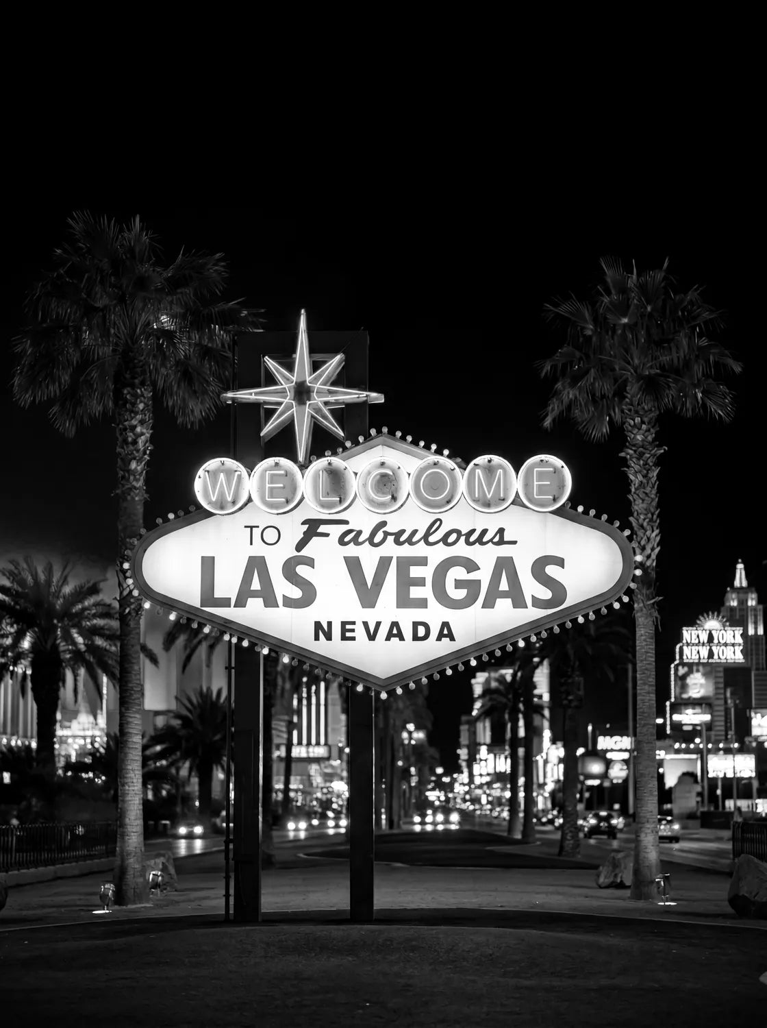 Tableau Las Vegas N&B | en Métal Format A3