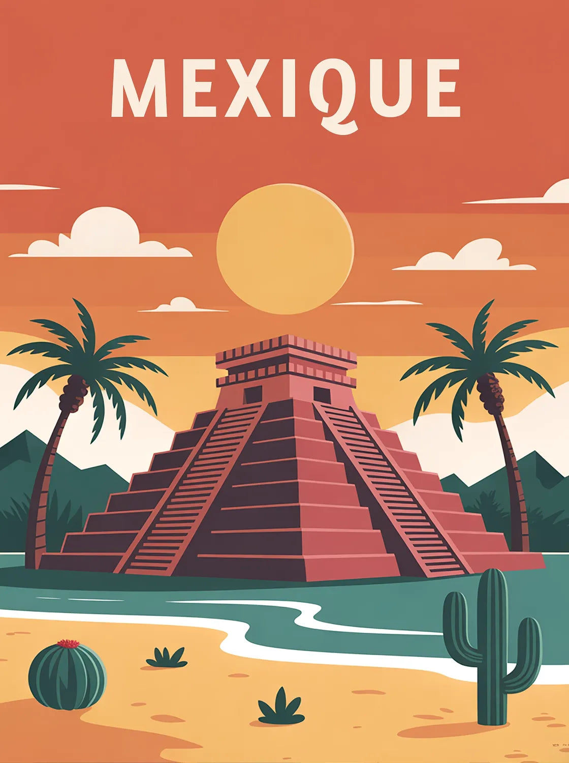 Tableau Mexique - Illustration | en Métal Format A3