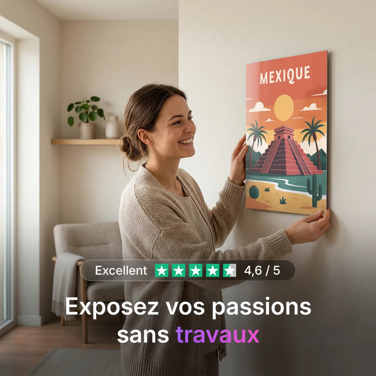 Tableau Mexique - Illustration | en Métal Format A3
