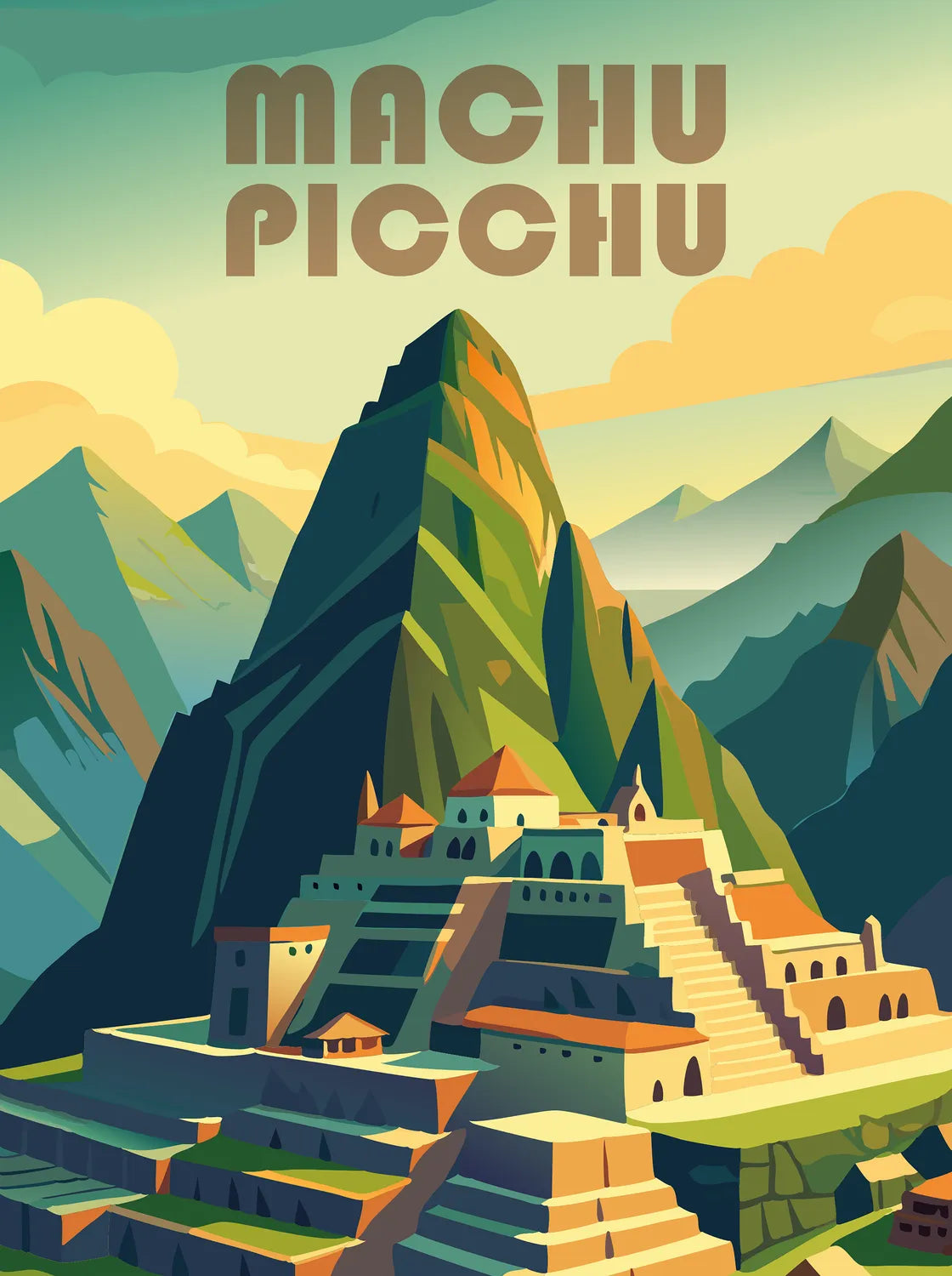 Tableau Machu Picchu - Illustration | en Métal Format A3