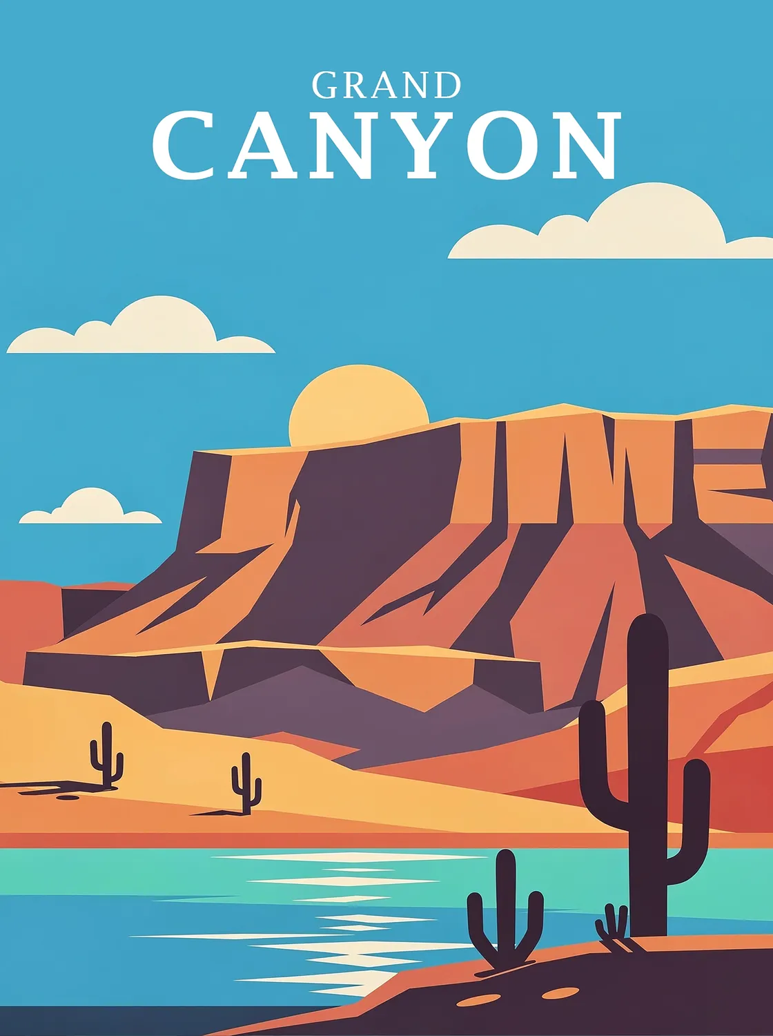 Tableau U.S. Grand Canyon - Illustration | en Métal Format A3