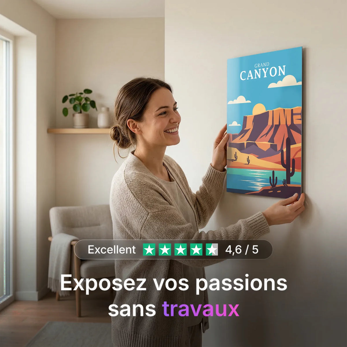 Tableau U.S. Grand Canyon - Illustration | en Métal Format A3