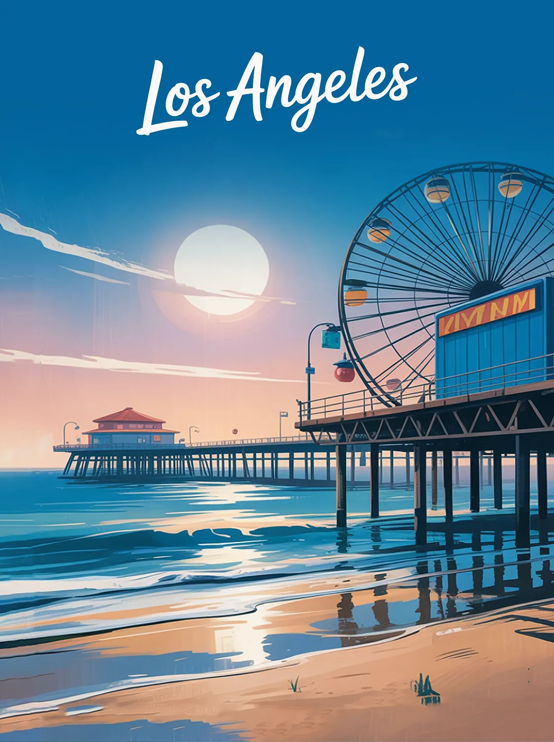 Tableau Los Angeles - Illustration | en Métal Format A3