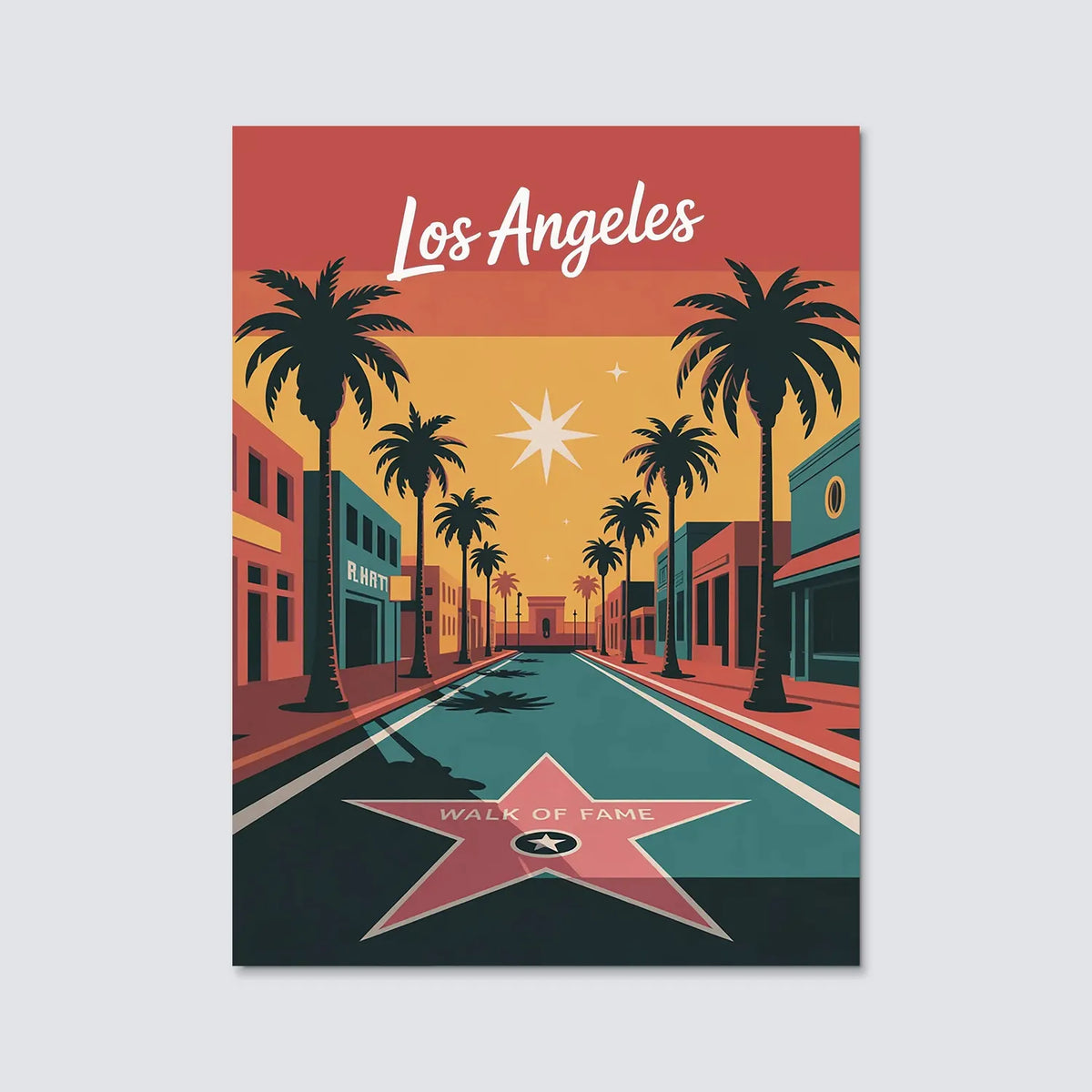 Tableau Hollywood Boulevard Los Angeles - Illustration | en Métal Format A3