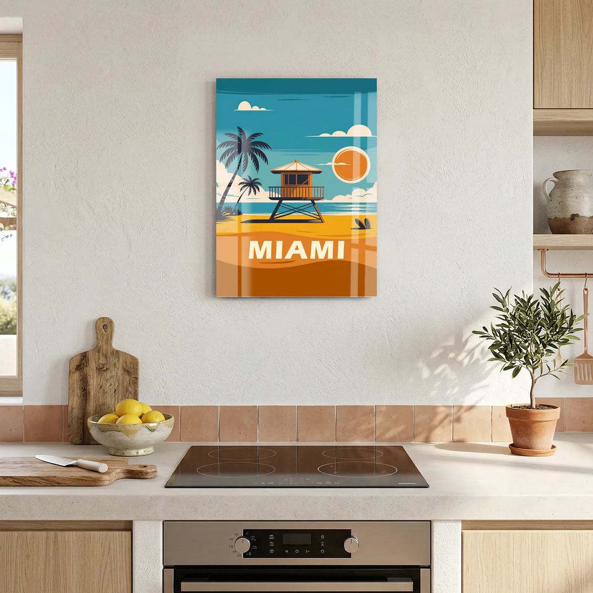Tableau Miami Beach - Illustration | en Métal Format A3