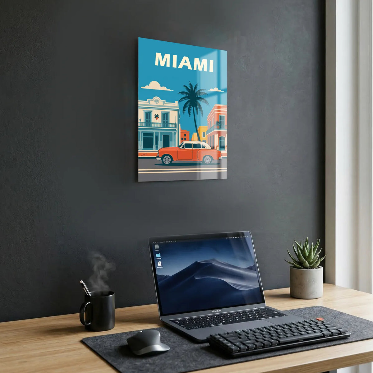 Tableau Miami - Illustration | en Métal Format A3