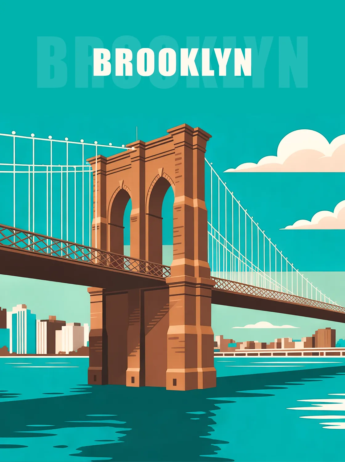 Tableau Brooklyn Bridge New York - Illustration | en Métal Format A3