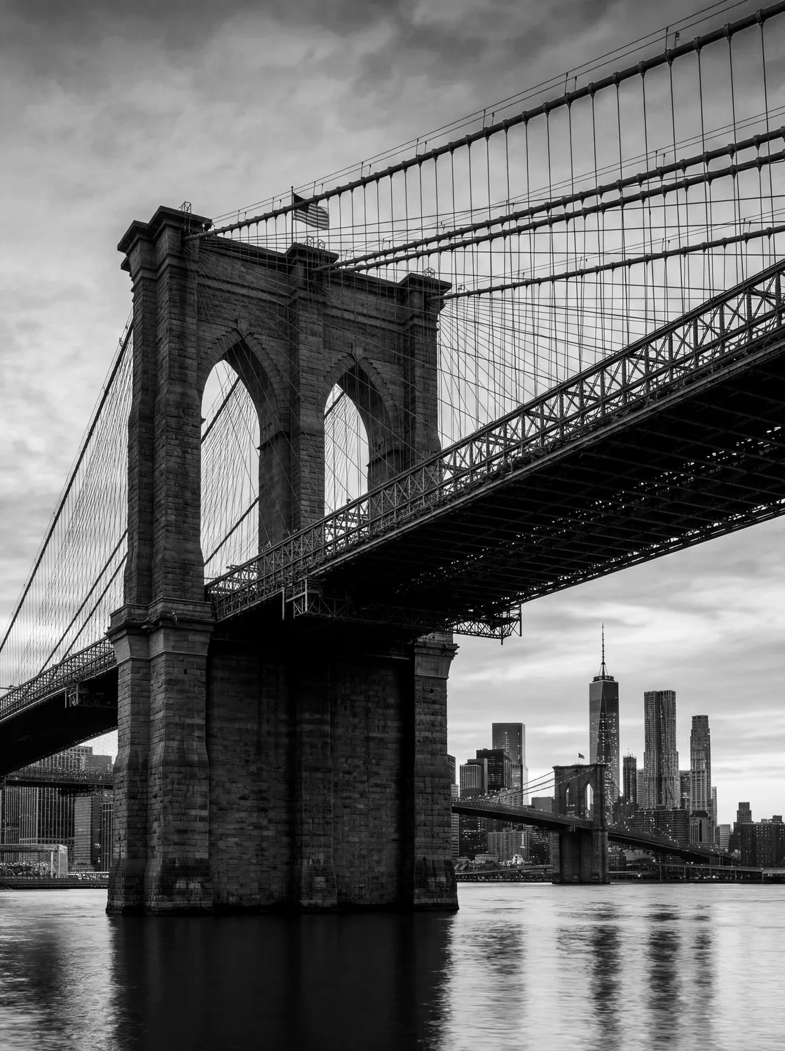 Tableau Brooklyn Bridge New York N&B | en Métal Format A3