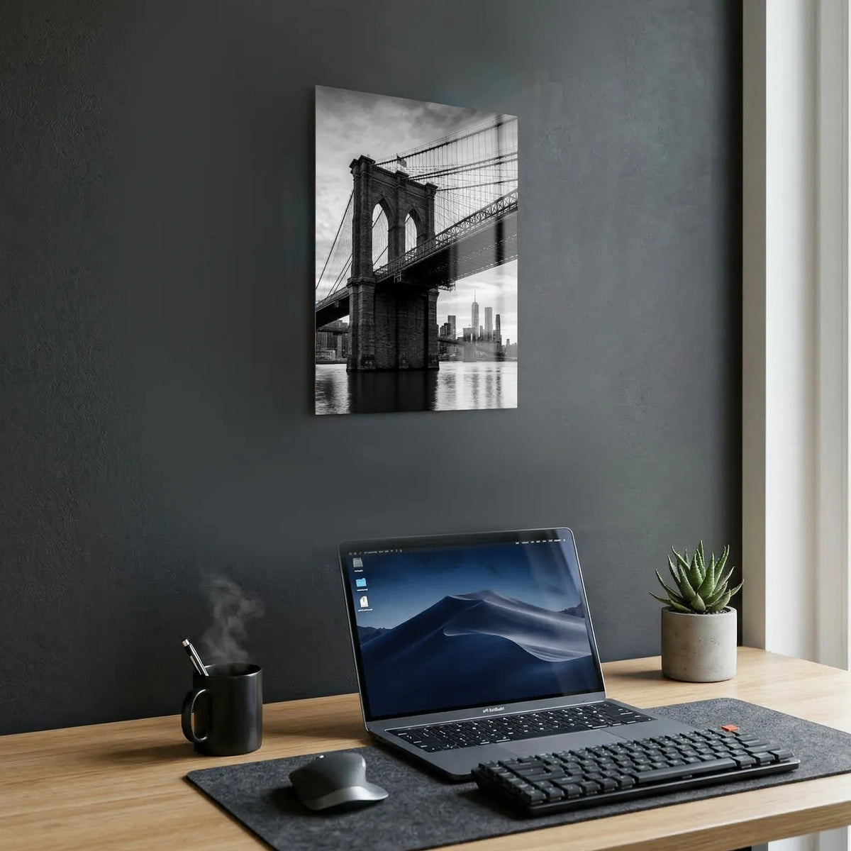 Tableau Brooklyn Bridge New York N&B | en Métal Format A3