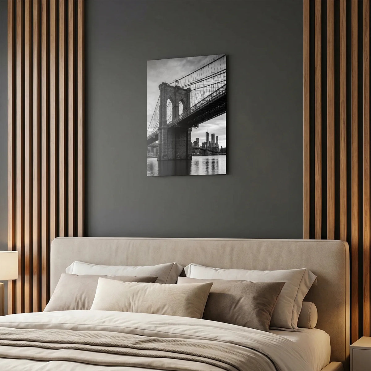 Tableau Brooklyn Bridge New York N&B | en Métal Format A3