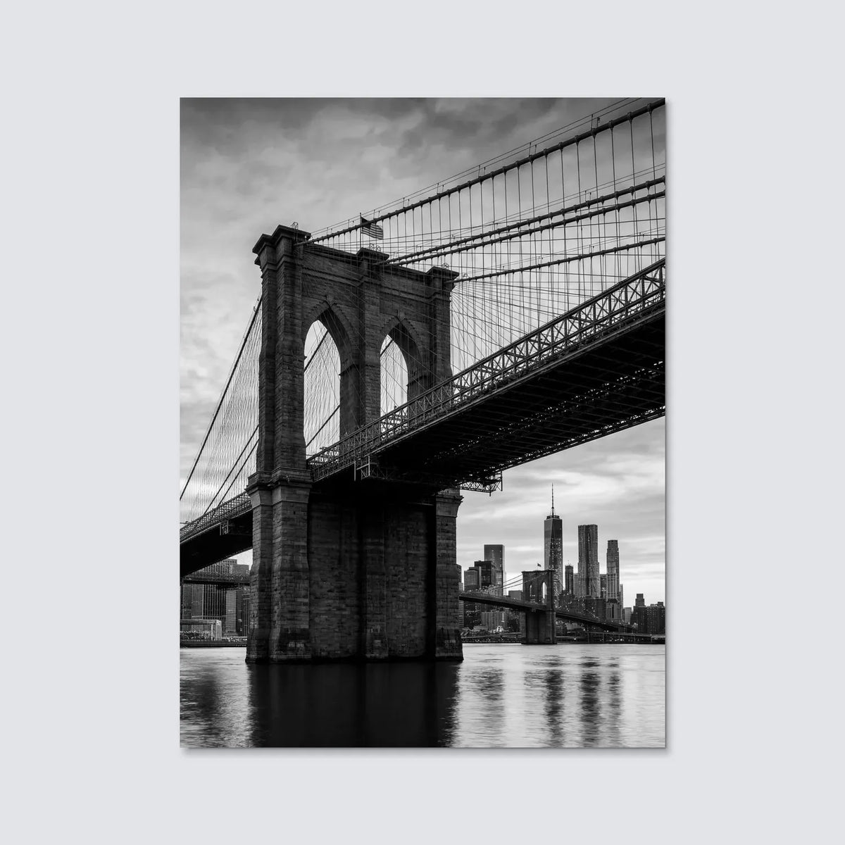 Tableau Brooklyn Bridge New York N&B | en Métal Format A3