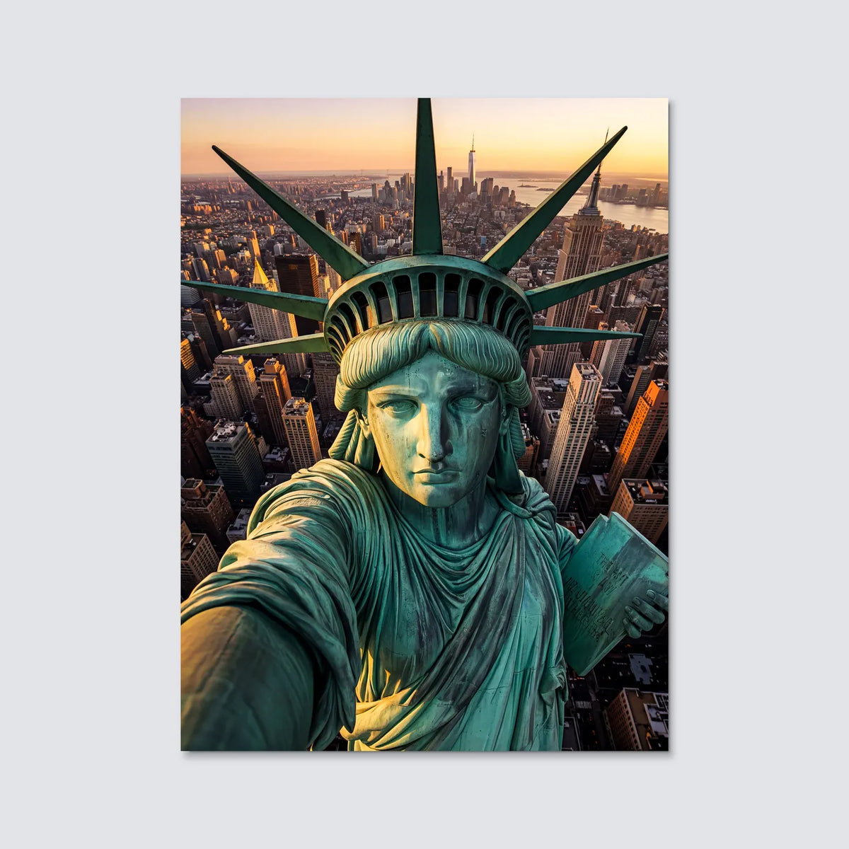 Tableau Selfie Statue de la Liberté NY | en Métal Format A3